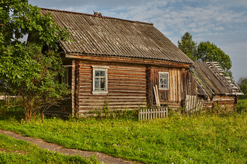 Log home, peasant's house made of logs.