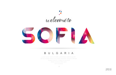 Welcome to sofia bulgaria card and letter design typography icon - obrazy, fototapety, plakaty