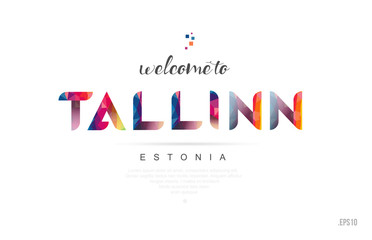 Welcome to tallinn estonia card and letter design typography icon