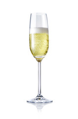 glass of champagne,  isolated on white, 