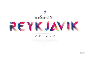 Welcome to reykjavik iceland card and letter design typography icon - obrazy, fototapety, plakaty