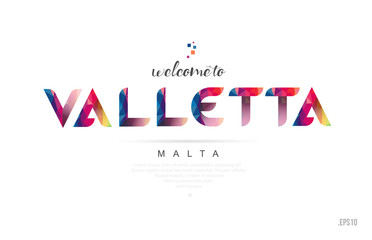 Welcome to valletta malta card and letter design typography icon