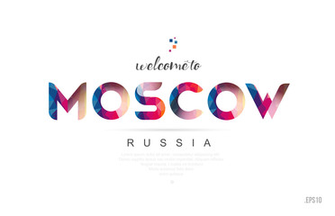 Welcome to moscow russia card and letter design typography icon