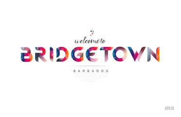 Welcome to bridgetown barbados card and letter design typography icon - obrazy, fototapety, plakaty