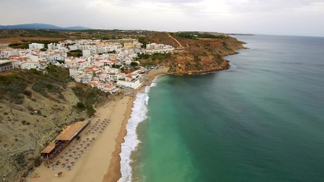 Aerial view by Drone in Burgau,Algarve. Portugal- 4k Video