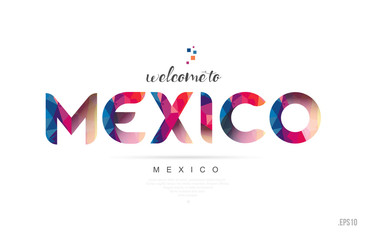 Welcome to mexico mexico city card and letter design typography icon