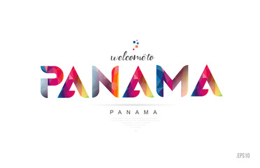 Welcome to panama panama city card and letter design typography icon - obrazy, fototapety, plakaty