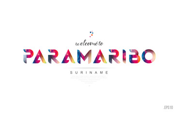 Welcome to paramaribo suriname card and letter design typography icon