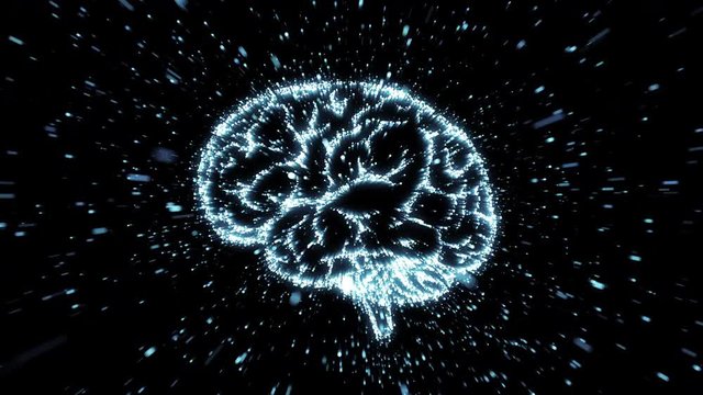 Computer brain in explosion of digital data