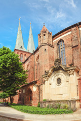 Fototapeta na wymiar Amazing architecture of St Nicholas church or Nikolaikirche, travel destination in Berlin concept