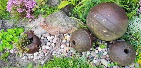 Beautiful antique house decorations placed outside