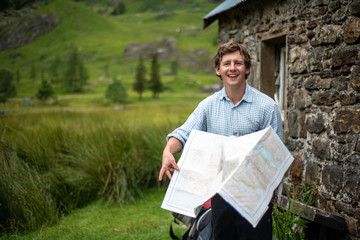 Smiling Hiker with Map