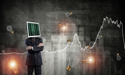 Businessman with monitor instead of head.