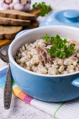 Traditional pearl barley porridge