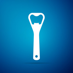 Bottle opener icon isolated on blue background. Flat design. Vector Illustration
