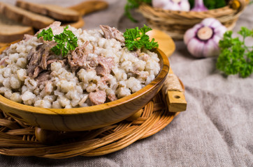 Traditional pearl barley porridge