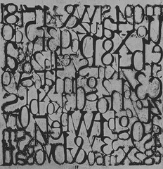 Grungy Letters and Numbers Grey Background