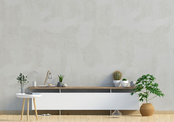 Modern interior design in Scandinavian style. Mock up wall. 3D illustration.