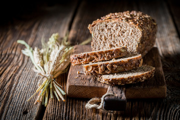 Closeu of Homemade bread with whole grains