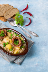 Salami with stewed vegetables