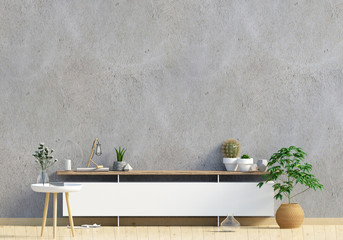 Modern interior design in Scandinavian style. Mock up wall. 3D illustration.