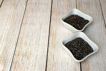 chia seeds in white ceramic bowl