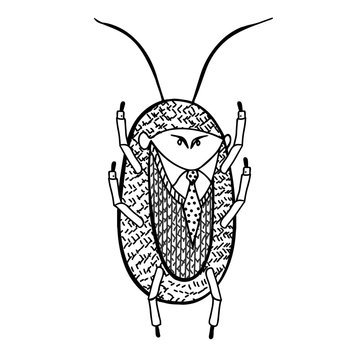 Cockroach. Illustration of a handmade comic style.