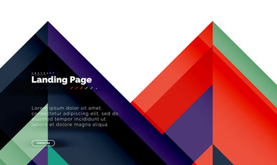 Square shape geometric abstract background, landing page web design template