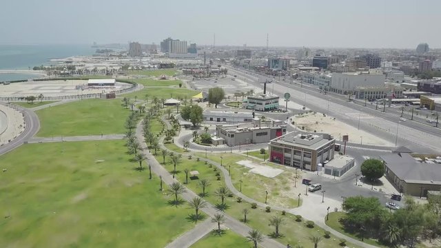Aerial footage of Khobar Corniche. 4K video