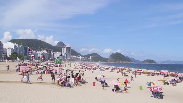 On a hot Summer day, Copacabana beach in Rio de Janeiro, Brazil.