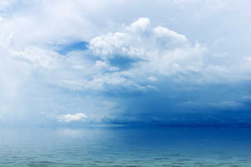 Naklejka na ściany i meble blue sky with clouds over the sea, wallpapers, seascape, background