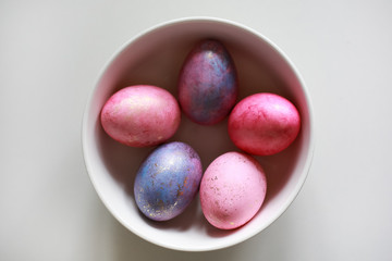 Colorful pastel Easter eggs with gold