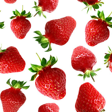 Strawberries seamless pattern. 