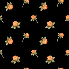 Watercolor arctic cloudberry seamless pattern