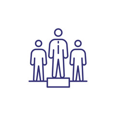 Leadership line icon. Group, people, leader, pedestal. Competition concept. Can be used for topics like business, market, contest, commerce