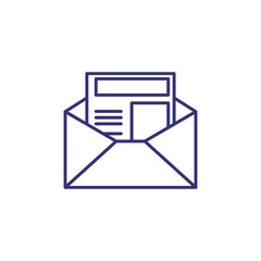 Newsletter line icon. Letter in open envelope. Communication concept. Can be used for topics like mailing, correspondence, messenger, app design