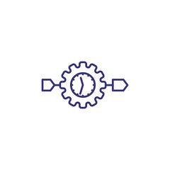 Optimization line icon. Clock in gear. Time management concept. Can be used for topics like business, technology, schedule