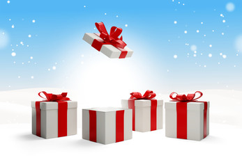 snow winter christmas gifts 3d-illustration