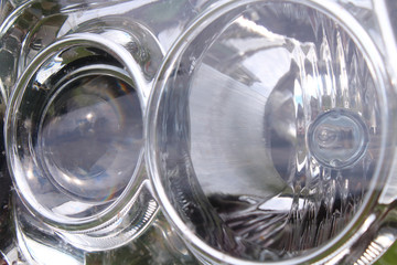 The head light of the car. Close-up. Background.