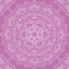 Seamless pattern with mandala ornament. Hand drawn vector illustration