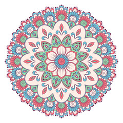 Ethnic ornamental mandala. Decorative design element. Hand drawn vector illustration