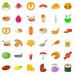 Seafood icons set. Cartoon style of 36 seafood vector icons for web isolated on white background