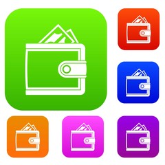 Leather purse set icon in different colors isolated vector illustration. Premium collection