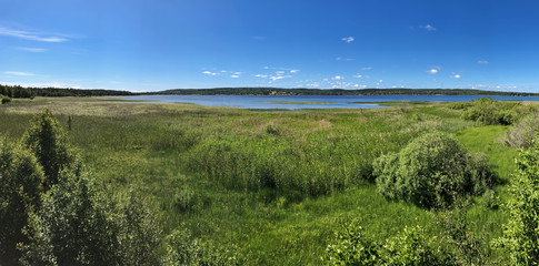 Panorama of lake and mountains