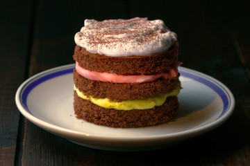 Chocolate cake with colorful frosting