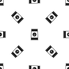 Flower seeds in package pattern repeat seamless in black color for any design. Vector geometric illustration