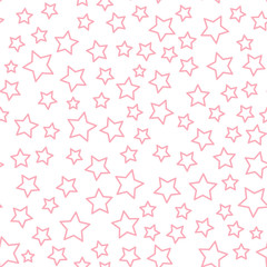 Vector pink line star seamless pattern Isolated on white background.