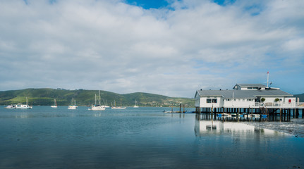 Knysna lagoon house and boats, South Africa