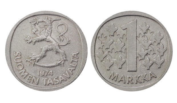 Markka, Finland Currency, isolated on White Background