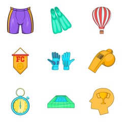 Football club icons set. Cartoon set of 9 football club vector icons for web isolated on white background